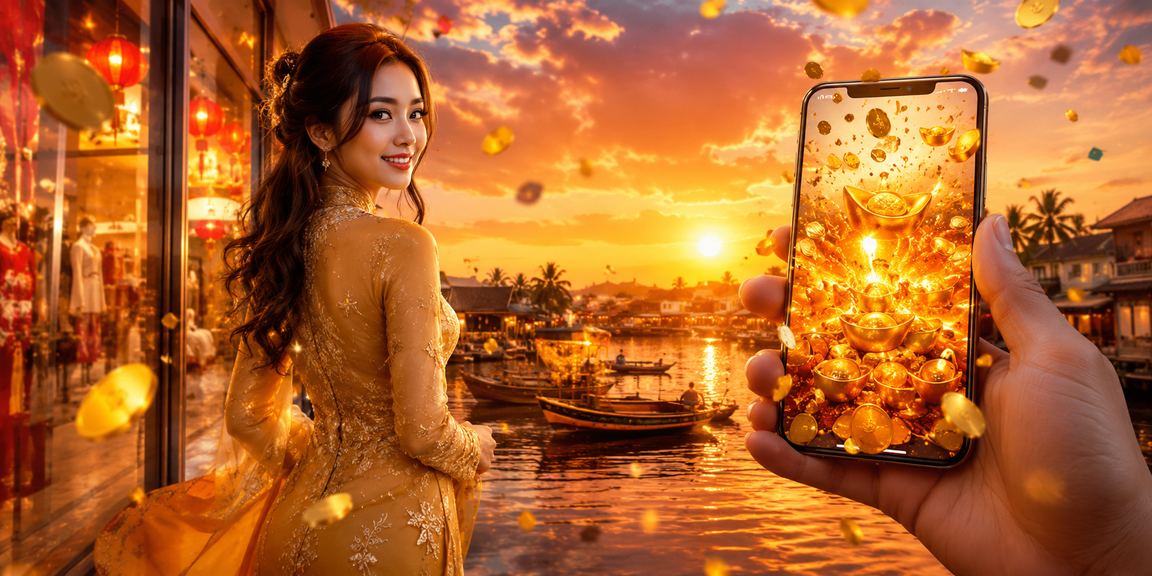 Pengguna e410 Malaysia menggunakan telefon untuk bermain kasino dalam talian dengan pakaian kebaya
